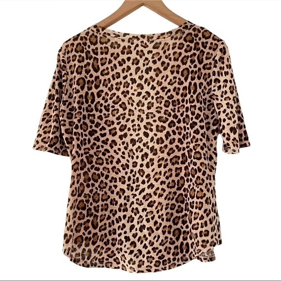 Rebecca Taylor Spring Leopard Jersey Linen Top - Picture 6 of 8